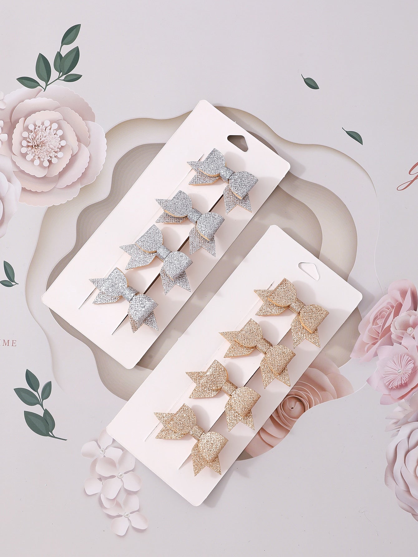 8pcs Toddler Girls Glitter Detail Bow Decor Hair Clip