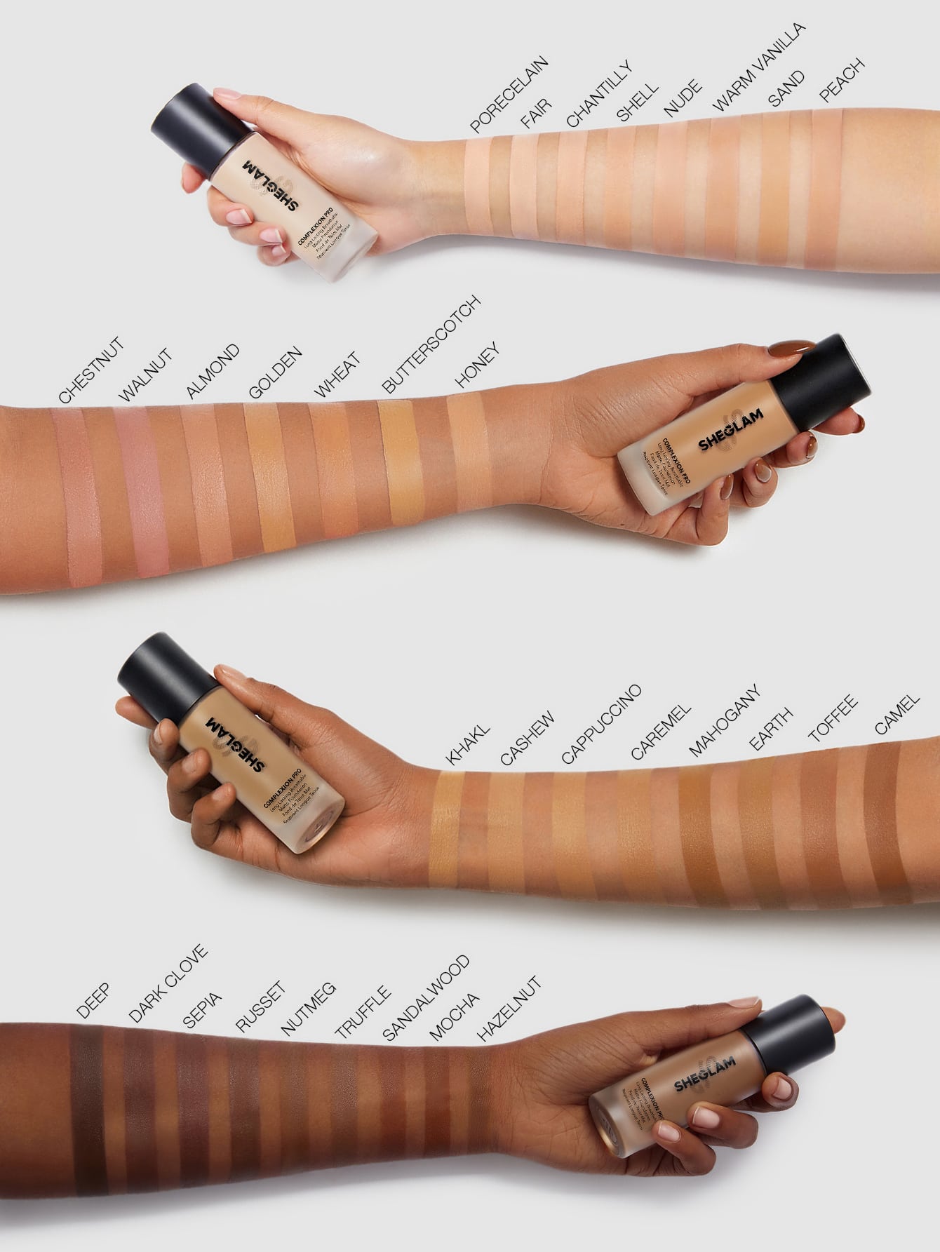 SHEGLAM Complexion Pro Long Lasting Breathable Matte Foundation Sample-Porcelain Matte Sweatproof Foundation Oil Control Full Coverage Poreless Concealer Waterproof Flawless Non-Fading Weightless Liquid Foundation