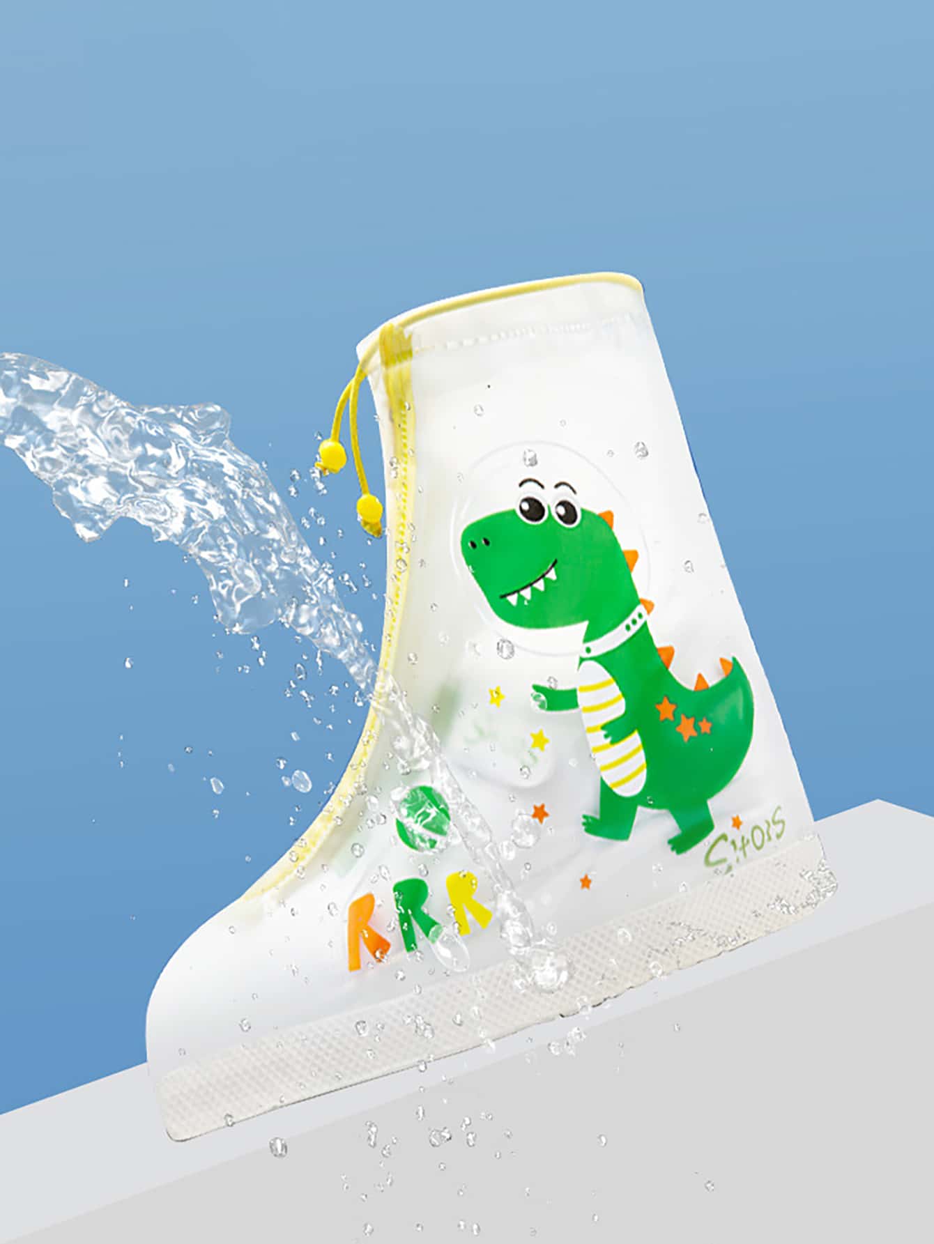 1pair Cartoon Dinosaur Pattern Waterproof Kids Rain Boots Cover For School,Office,Household,Travel