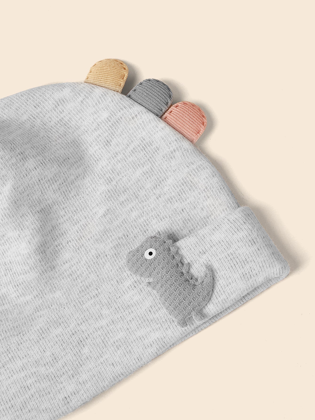 2pcs Baby Cartoon Dinosaur Patched Beanie