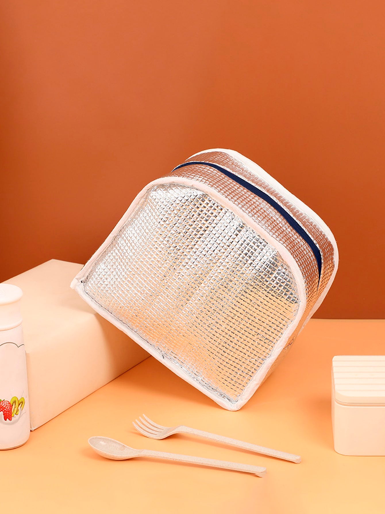 1pc Fabric Lunch Bag, Cute Cartoon Dinosaur Print Waterproof Reusable Lunch Bag For Office Work School Picnic Beach