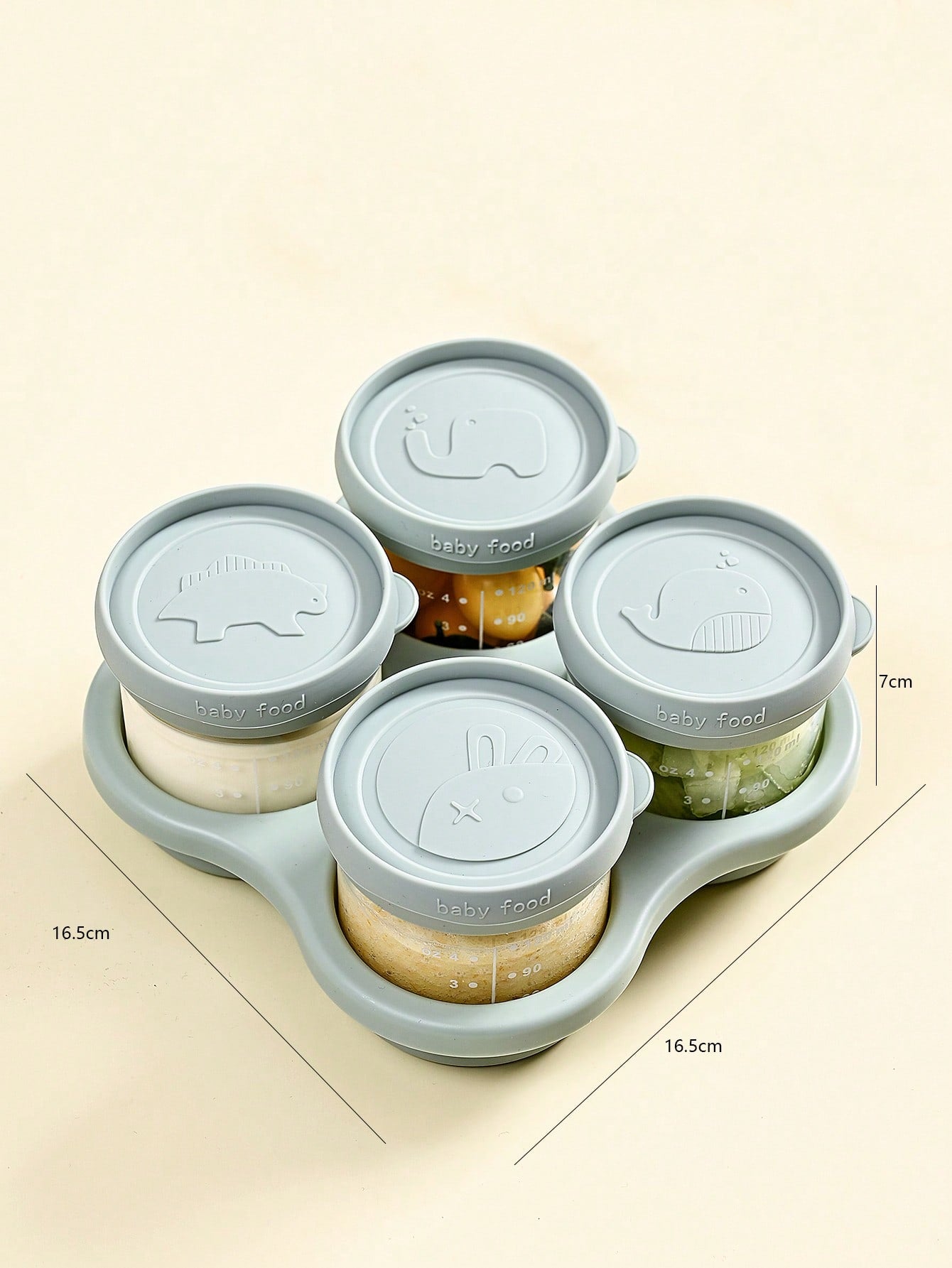 4pcs Baby Food Storage Box & 1pc Tray