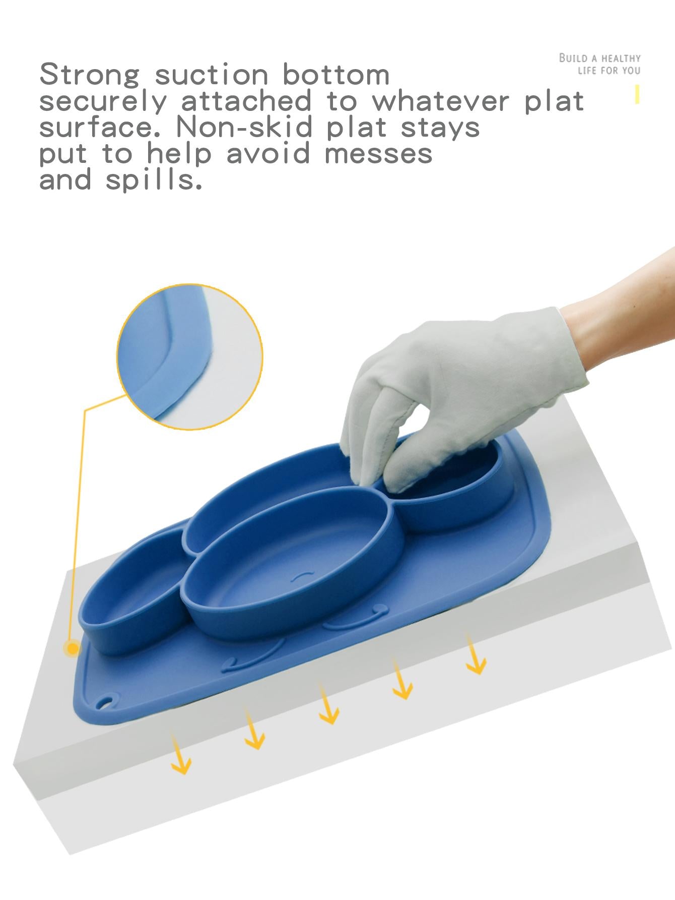 1pc Baby Bee Shaped Anti-Fall Silicone Feeding Plate