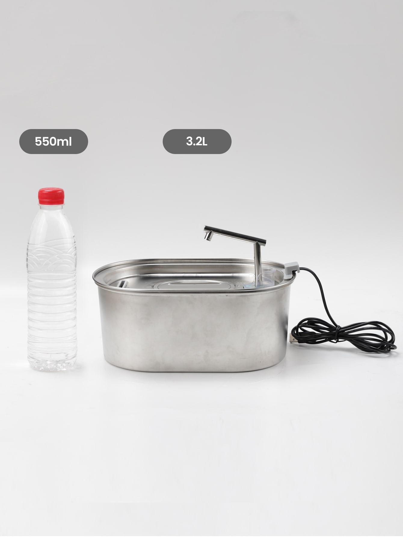ROJECO Stainless Steel Pet Water Fountain With 3.2l Capacity And Smart Running Track