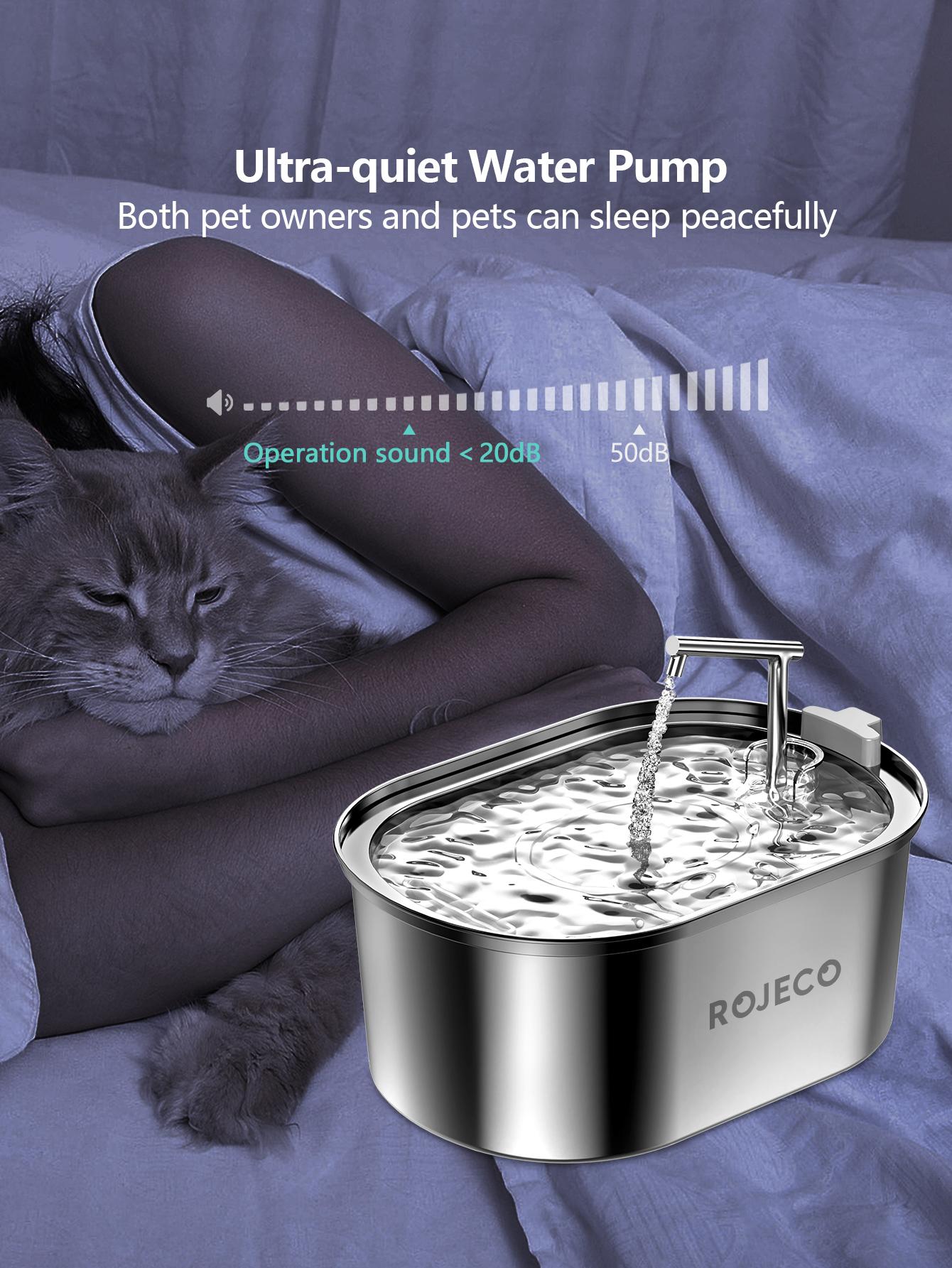 ROJECO Stainless Steel Pet Water Fountain With 3.2l Capacity And Smart Running Track