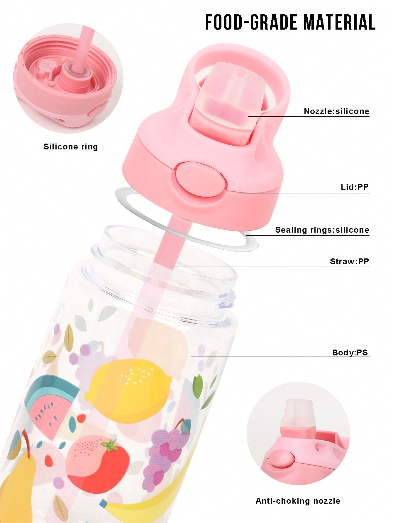 1pc 500ml BPA Free Water Bottle with Cult Cartoon Patterns and Straw for Kids Back To School, Sports