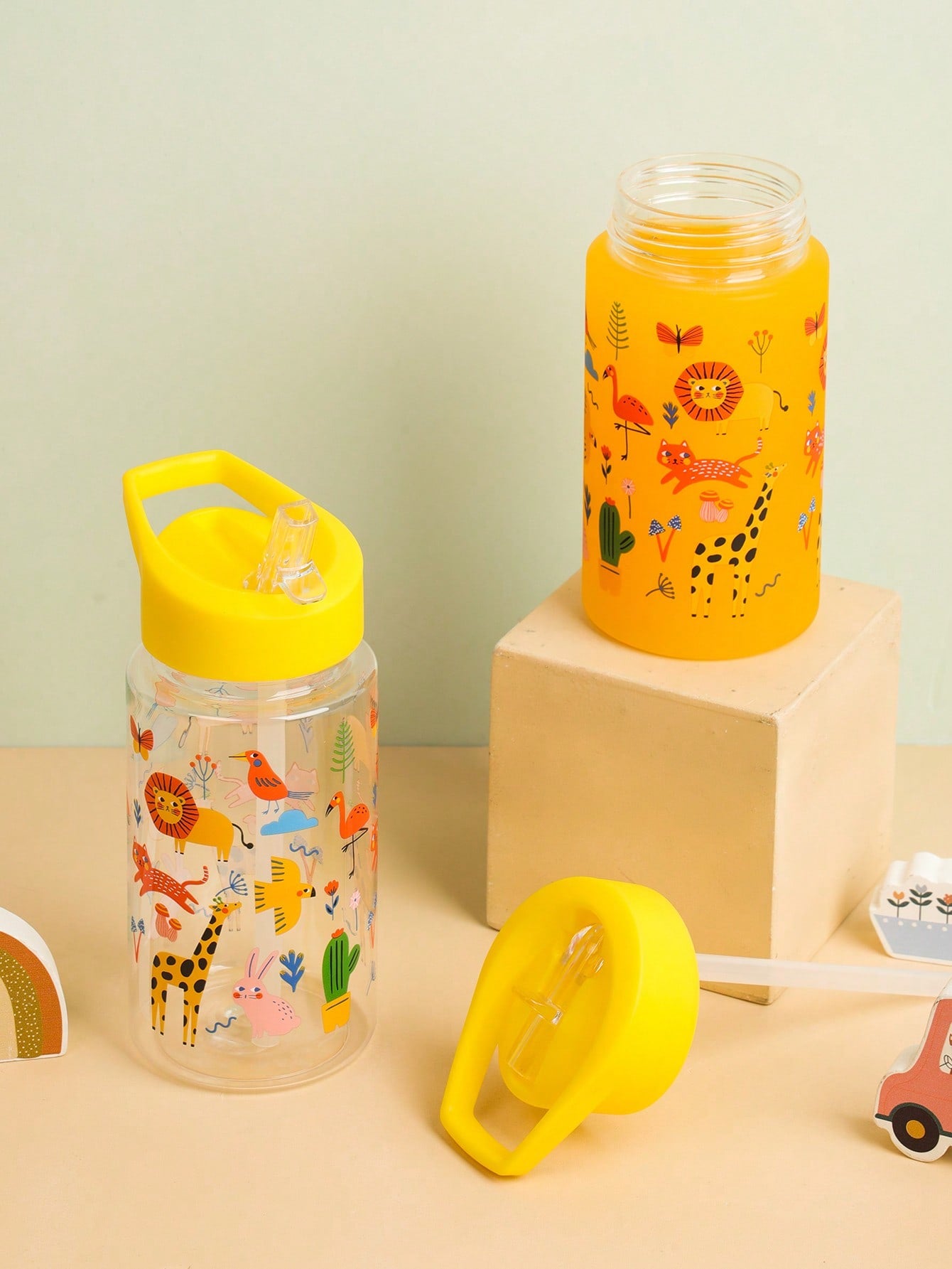 1pc 450ml Reusable And Durable Simple Kids Water Bottle Plastic With Leak Proof Straw Lid