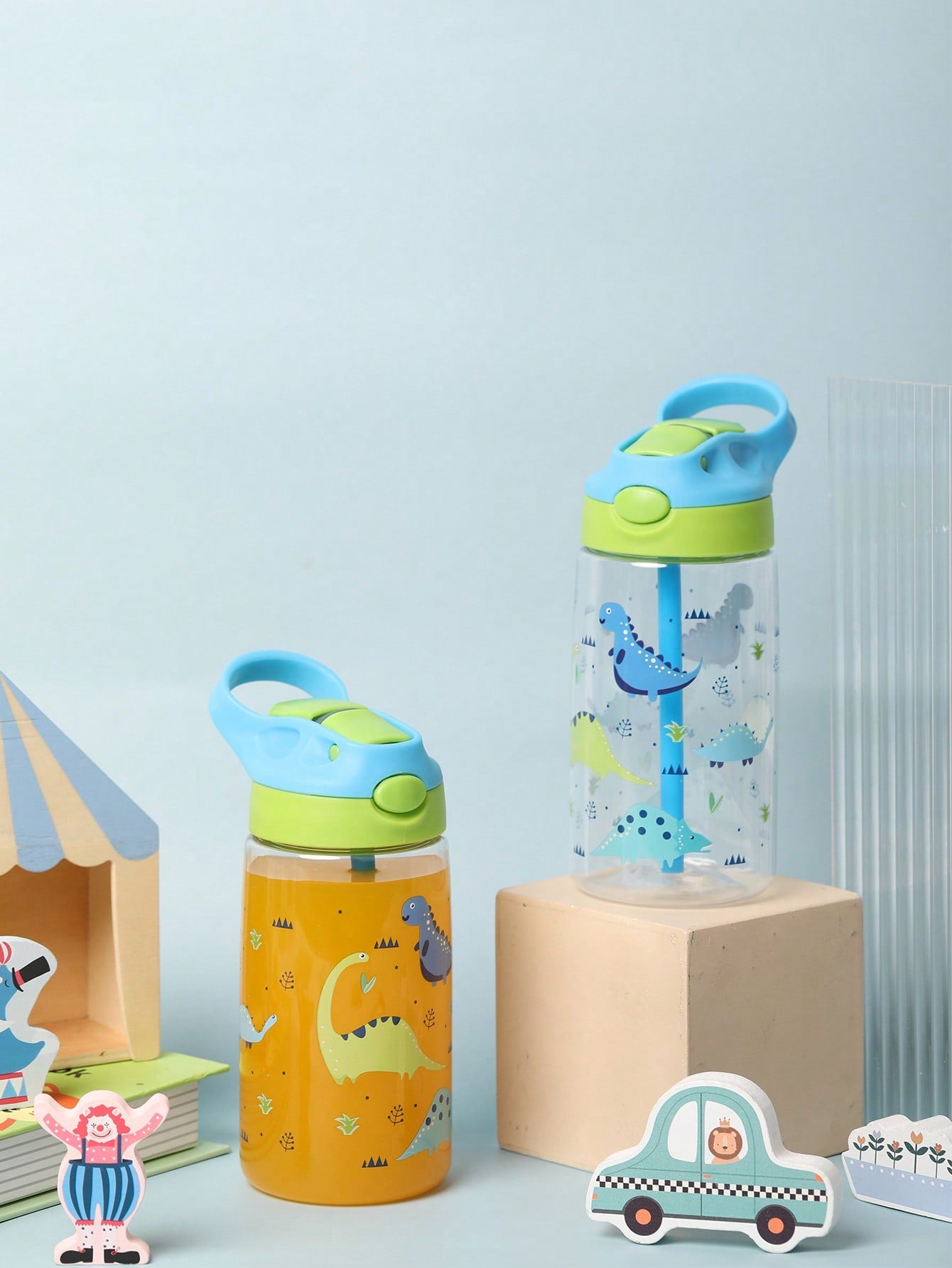 1pc 500ml BPA Free Water Bottle with Cult Cartoon Patterns and Straw for Kids Back To School, Sports