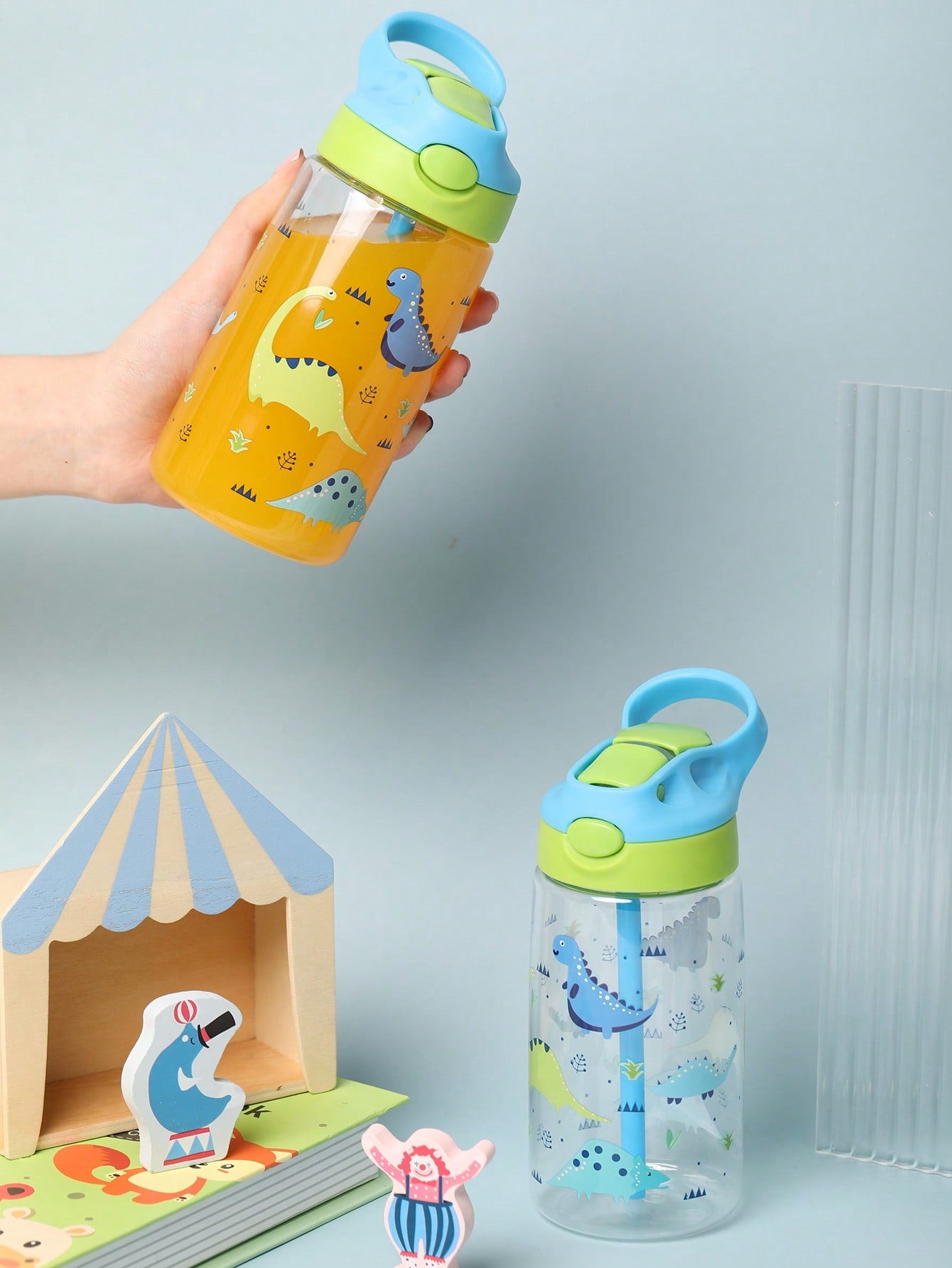 1pc 500ml BPA Free Water Bottle with Cult Cartoon Patterns and Straw for Kids Back To School, Sports