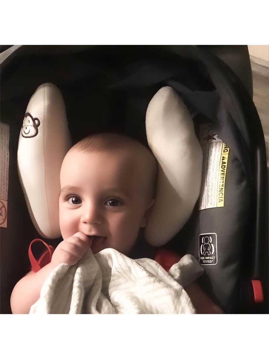 1set Baby Head Support Pillow, Banana Shaped Polyester Fiber Car Seat Headrest, Suitable For Daily Use
