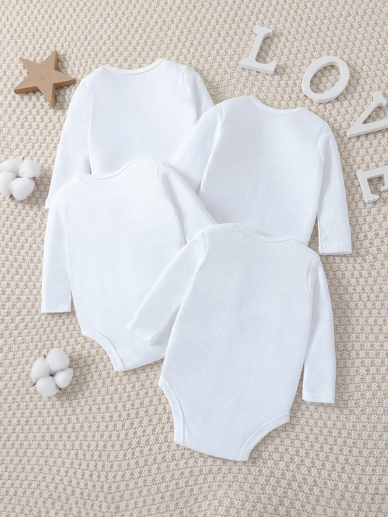 Newborn Baby Girl Four Seasons Wearable, Autumn And Winter Latest Models, Essential Tops Four-Piece Set, Practical And Versatile All-Match Solid Color Baby Tops, Baby Romper