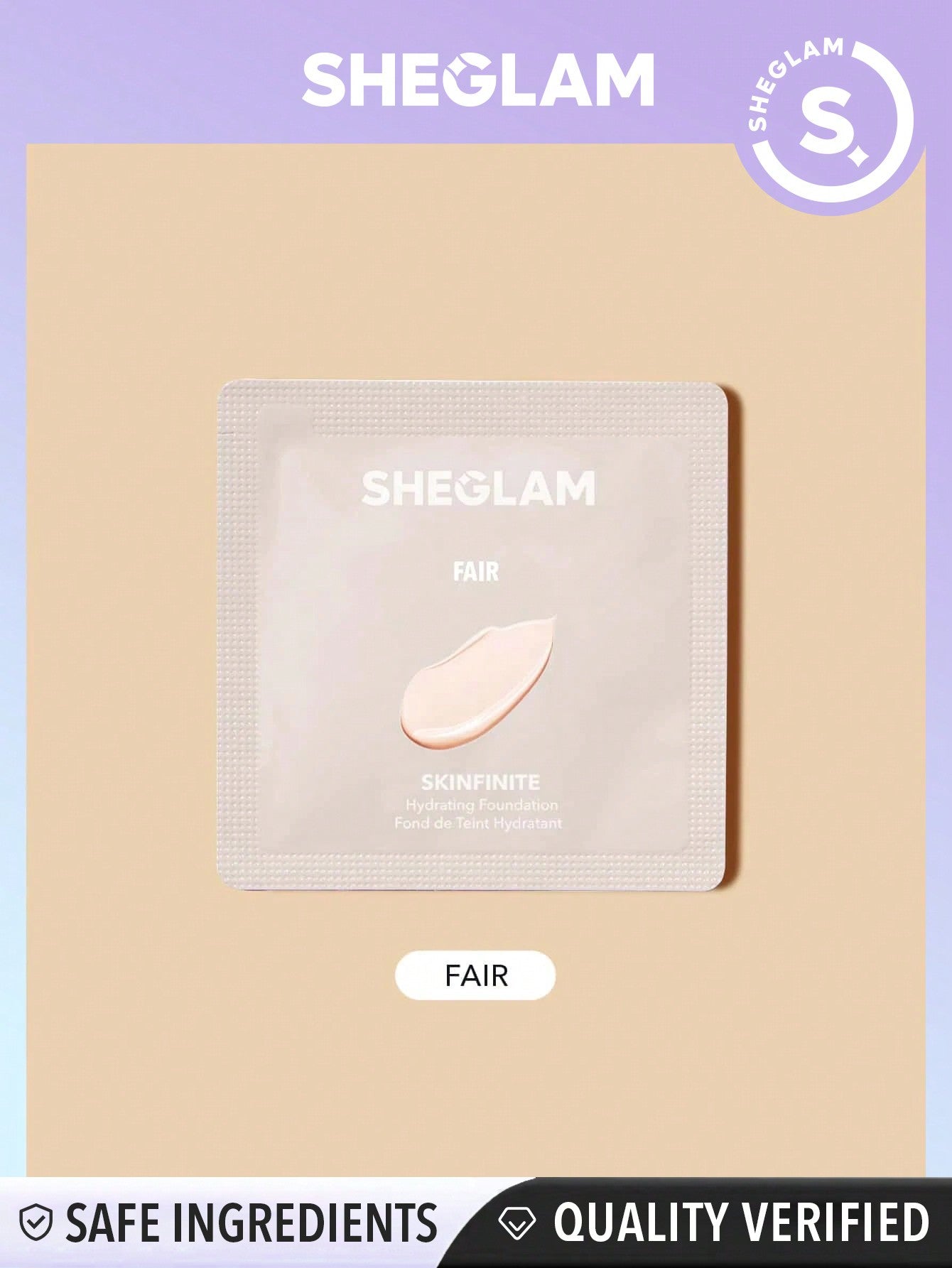 SHEGLAM Skinfinite Hydrating Foundation Sample-Fair Flawless Dewy Foundation Hydrating Coverage Invisible Pore Concealer Poreless Non-Greasy Lightweight Natural Soft Liquid Foundation