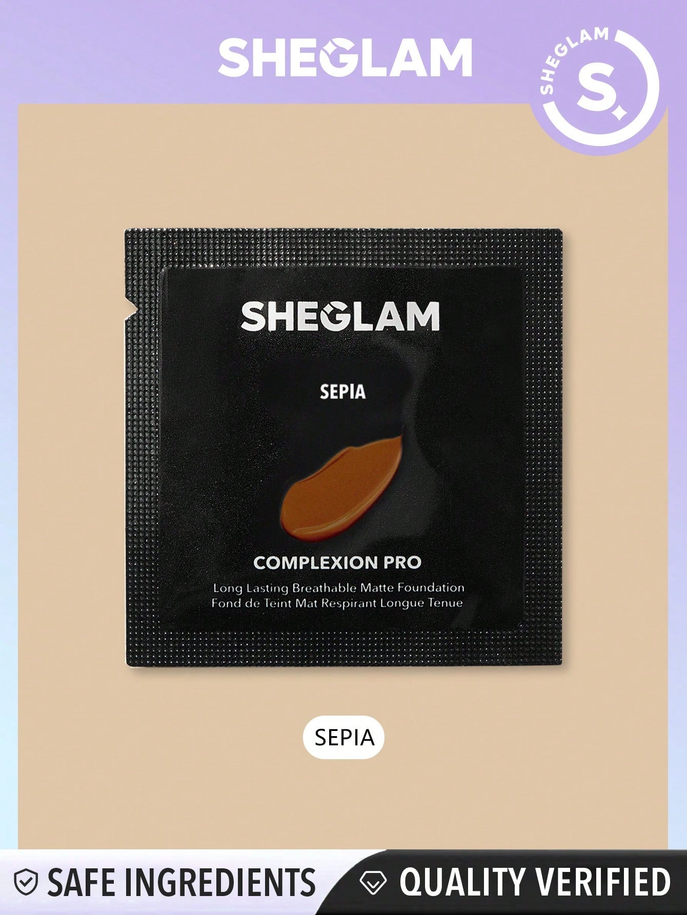 SHEGLAM Complexion Pro Long Lasting Breathable Matte Foundation Sample-Porcelain Matte Sweatproof Foundation Oil Control Full Coverage Poreless Concealer Waterproof Flawless Non-Fading Weightless Liquid Foundation