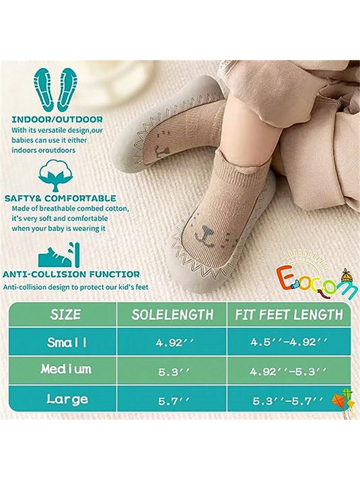1pair Baby Walking Shoes With Socks, Soft Bottom, Anti-slip, Breathable, Spring And Summer, Unisex, Anti-odor, Indoor And Outdoor Floor Shoes And Socks