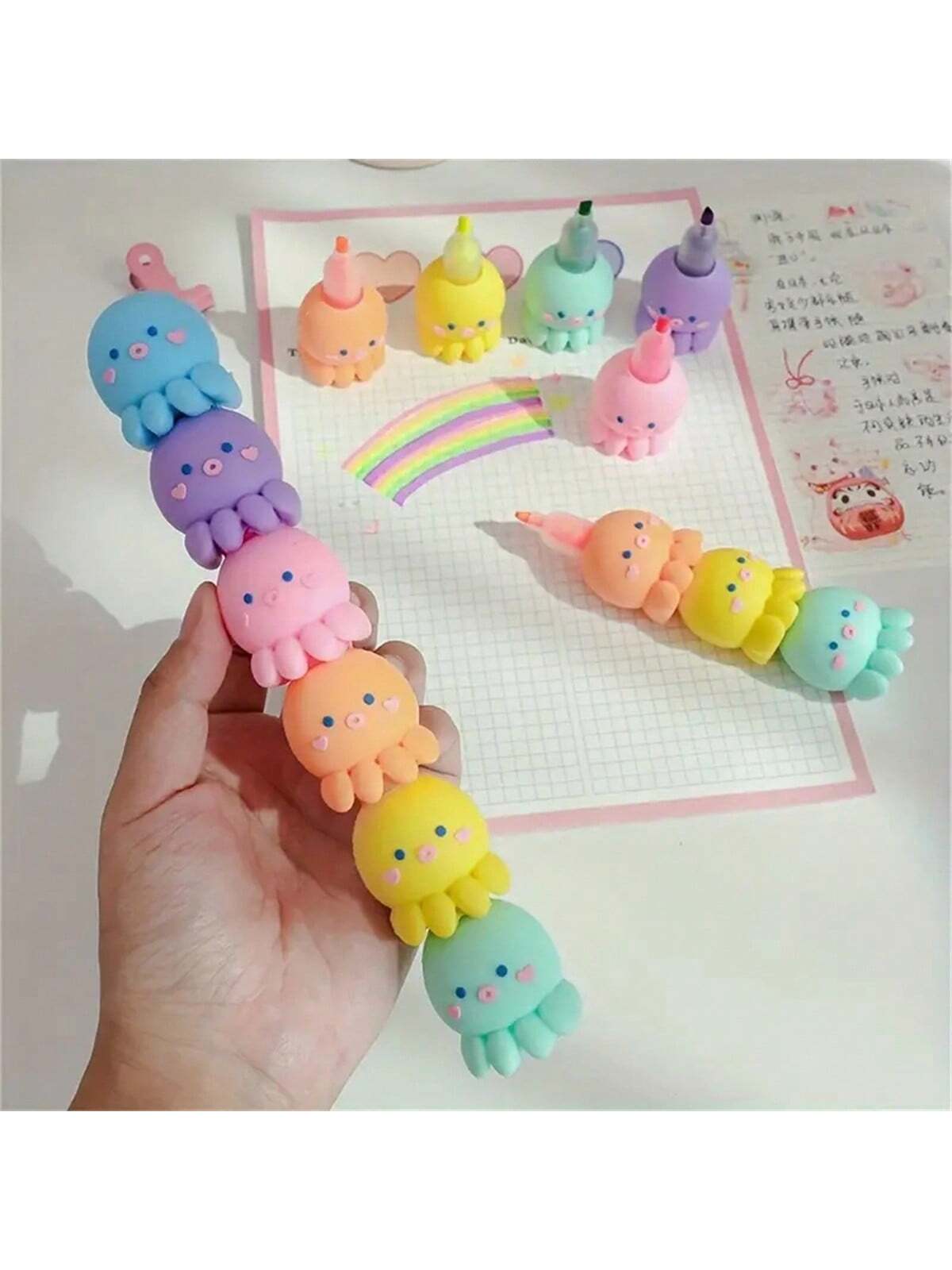 5 colors of adorable fluorescent pens, suitable for school and office fluorescent markers and children's graffiti