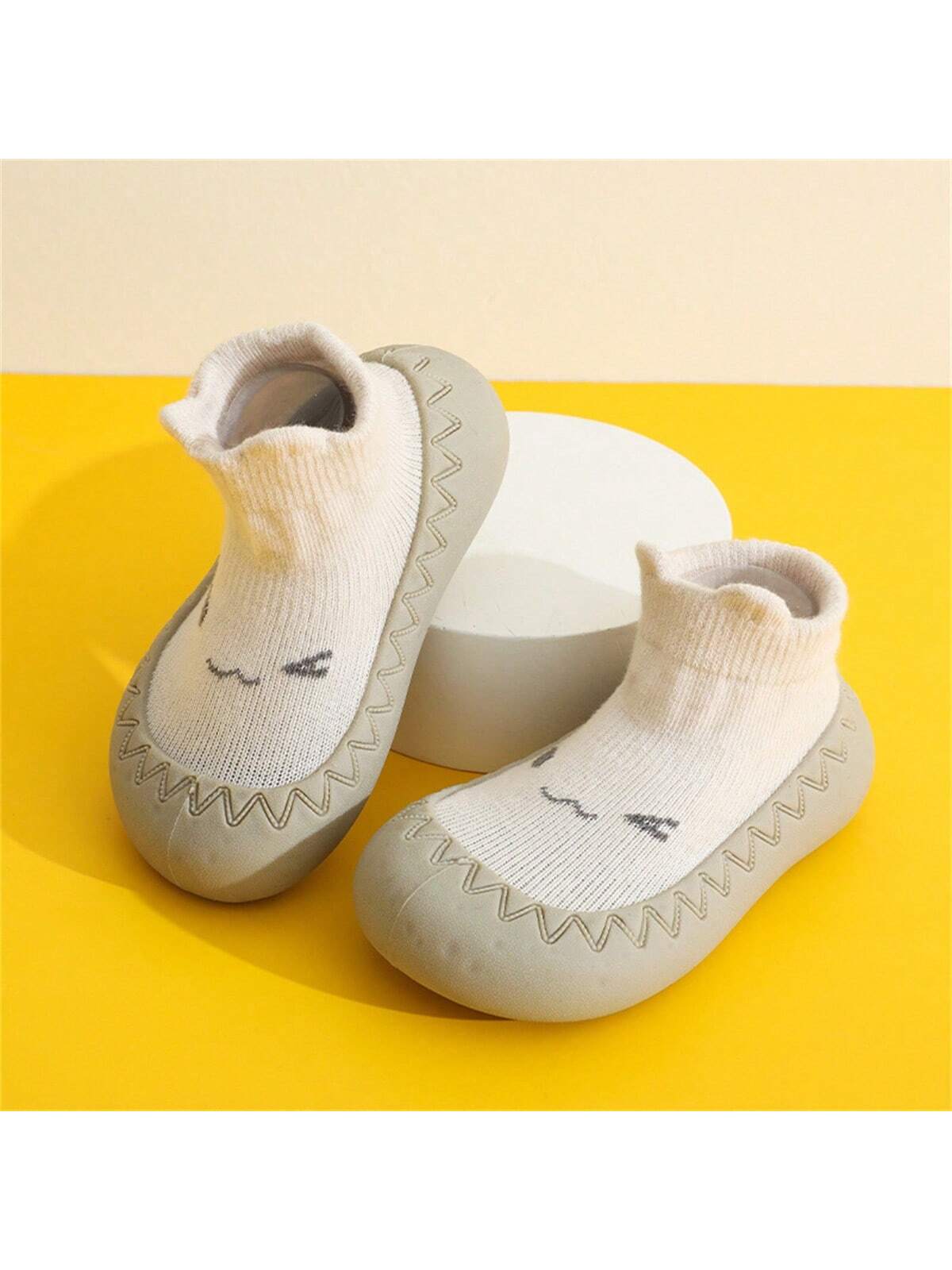 1pair Baby Walking Shoes With Socks, Soft Bottom, Anti-slip, Breathable, Spring And Summer, Unisex, Anti-odor, Indoor And Outdoor Floor Shoes And Socks