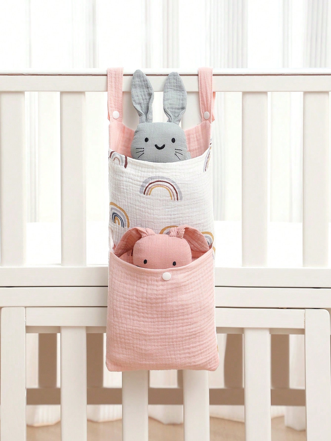 Baby Bed Hanging Storage Bag, Diaper Organizer, Multipurpose Stroller Hanging Bag, Nursery Room Decor