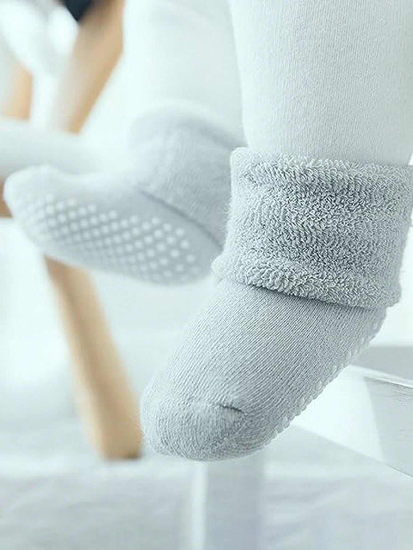 6 Pairs Baby Toddler Kids Ankle Crew Socks With Grips Unisex Warm Thick Winter Socks