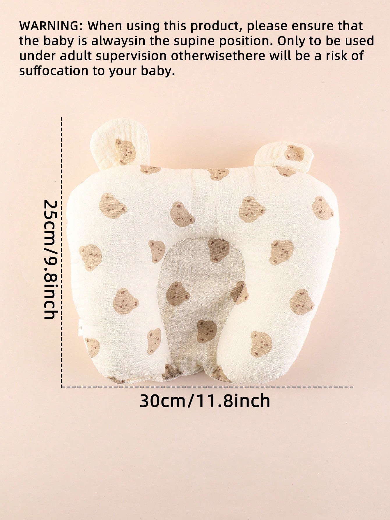 Newborn Baby Pillow With Little Bear Pattern, 4 Seasons Breathable Shaping Cushion Correcting Flat Head For Infant