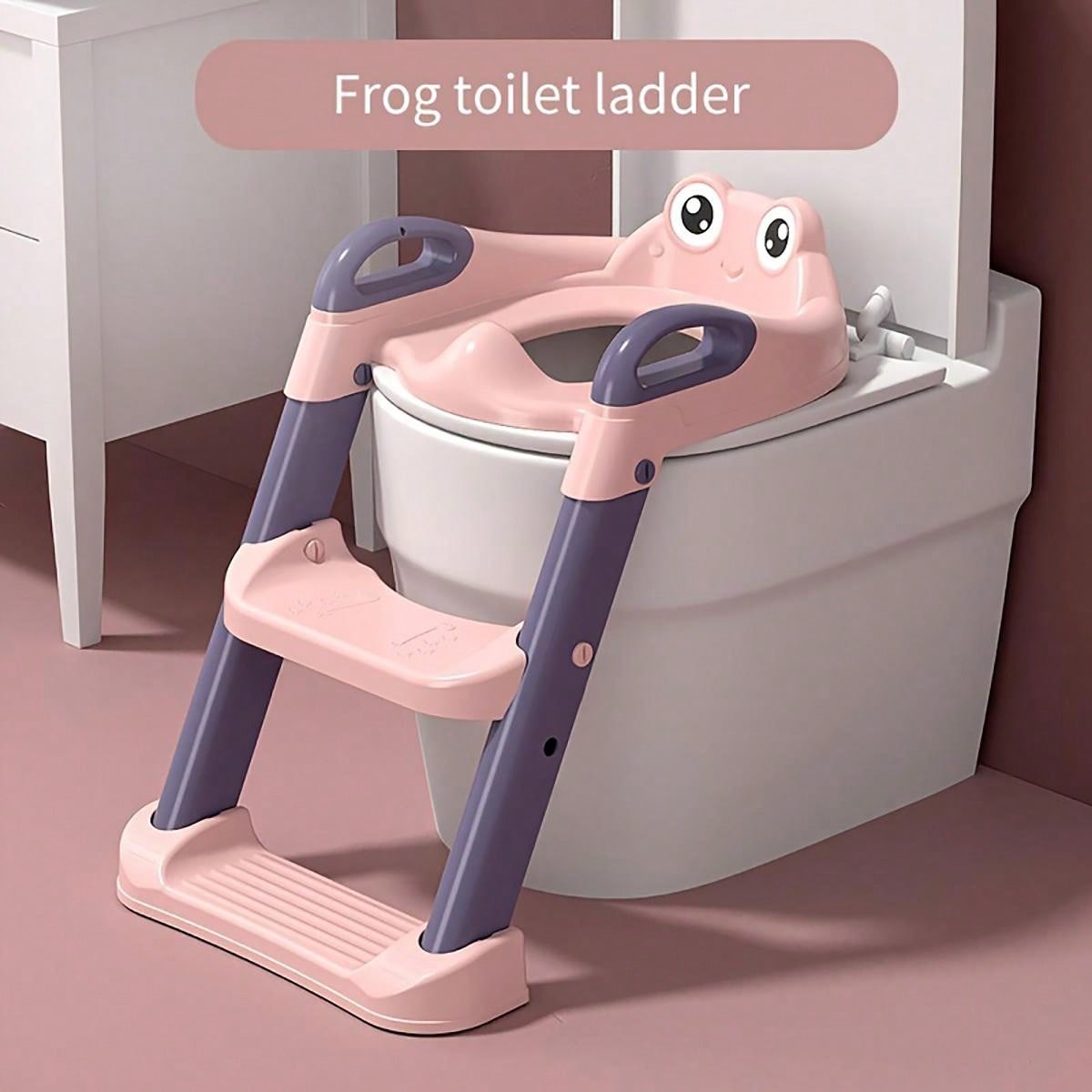 1pc Blue Children's Potty Training Seat With Ladder, Suitable For 1-7 Year-old Babies