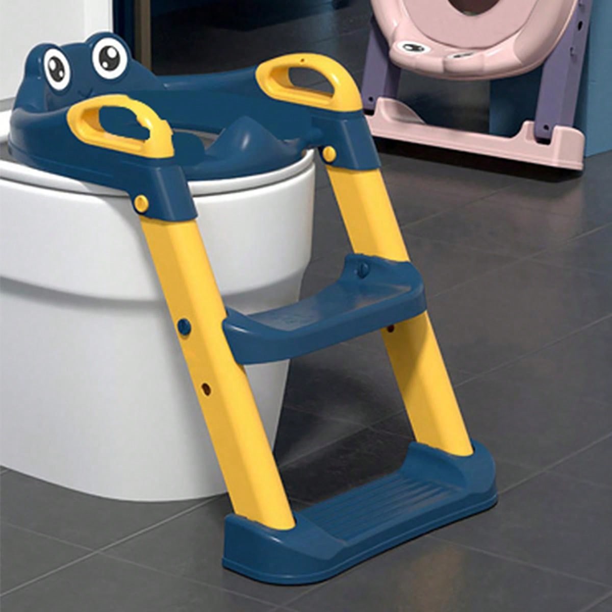 1pc Blue Children's Potty Training Seat With Ladder, Suitable For 1-7 Year-old Babies