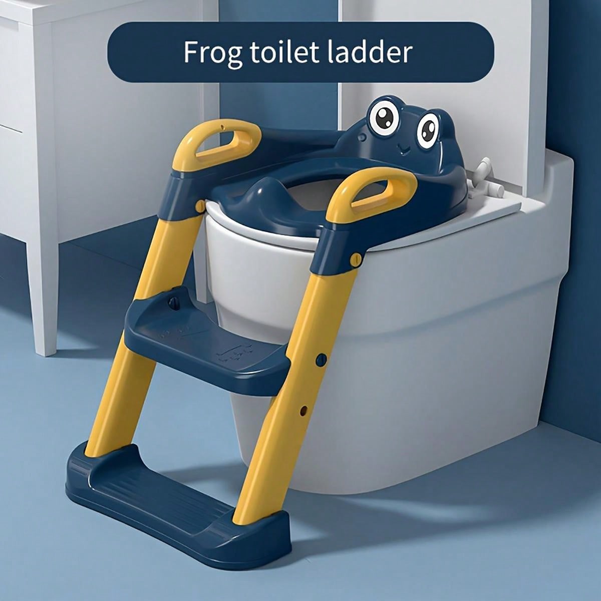 1pc Blue Children's Potty Training Seat With Ladder, Suitable For 1-7 Year-old Babies