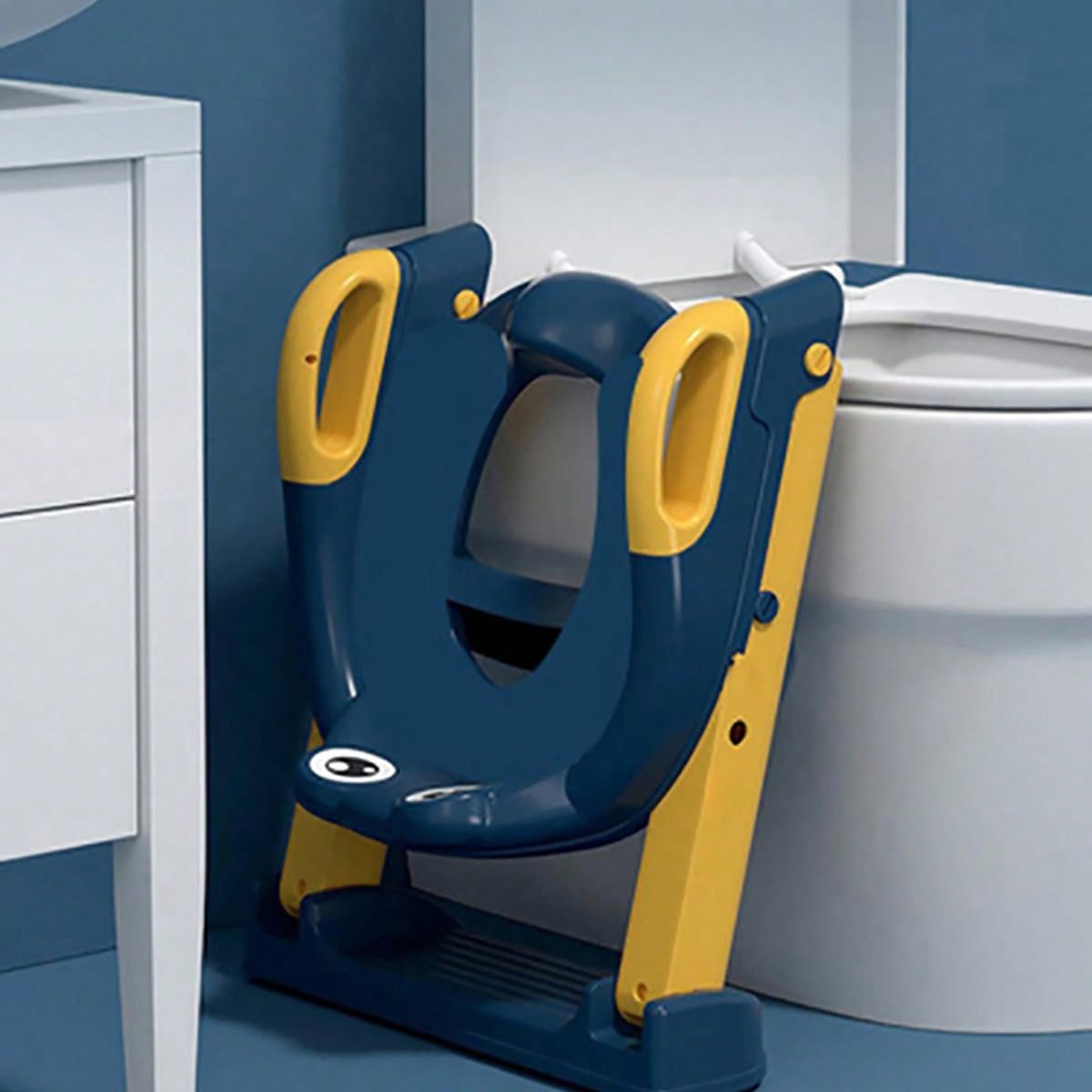 1pc Blue Children's Potty Training Seat With Ladder, Suitable For 1-7 Year-old Babies