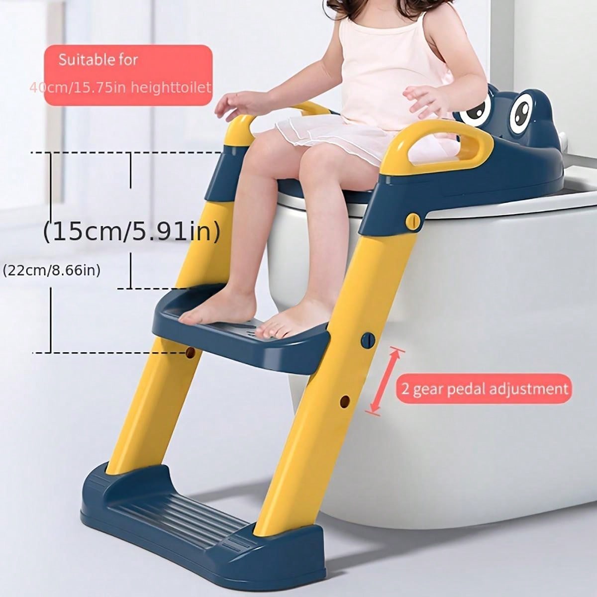 1pc Blue Children's Potty Training Seat With Ladder, Suitable For 1-7 Year-old Babies