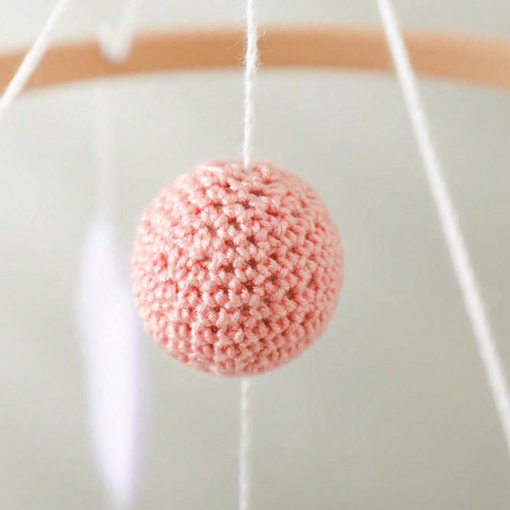 1pc Baby Pink Sheep & Stars Mobile For Crib, Nordic Style Baby Room Decorative Wooden Mobile To Prevent Myopia & Improve Hand-Eye Coordination, Suitable For Baby Room Decoration