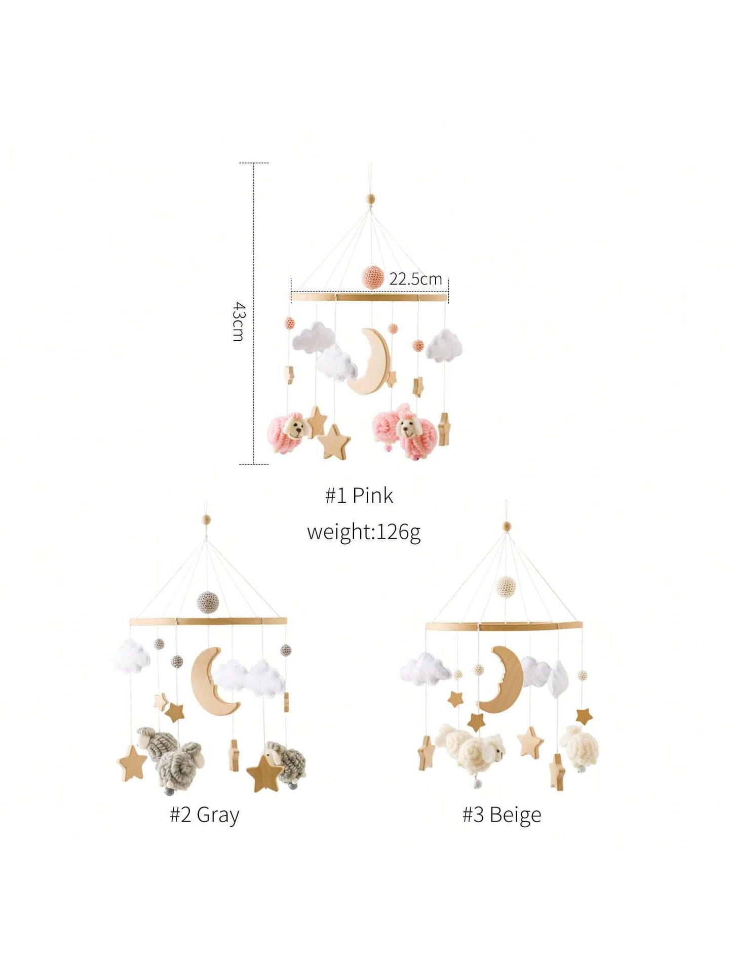 1pc Baby Pink Sheep & Stars Mobile For Crib, Nordic Style Baby Room Decorative Wooden Mobile To Prevent Myopia & Improve Hand-Eye Coordination, Suitable For Baby Room Decoration