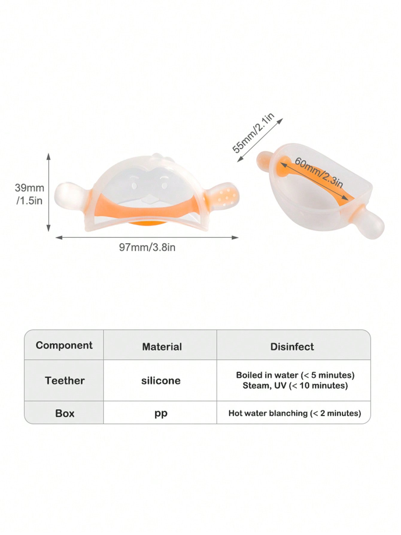 1 Pc Baby Orange Day And Night Silicone Penguin Teether Nursing Glove With Dust-Proof Storage Box Light Weight Anti Eating Hands No Dirt Clean Teething Toy