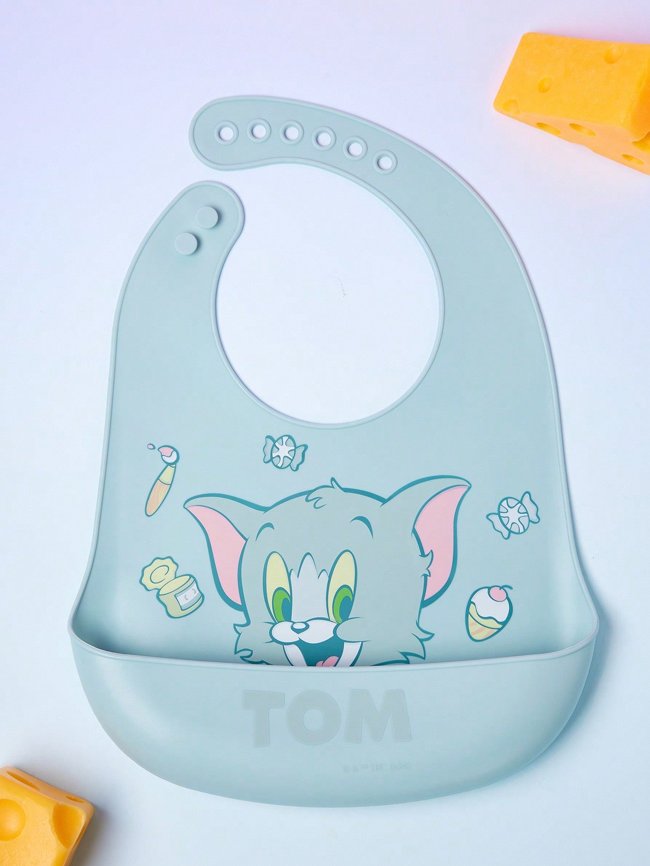 TOM & JERRY X 1pc Gray Silicone Baby Bib