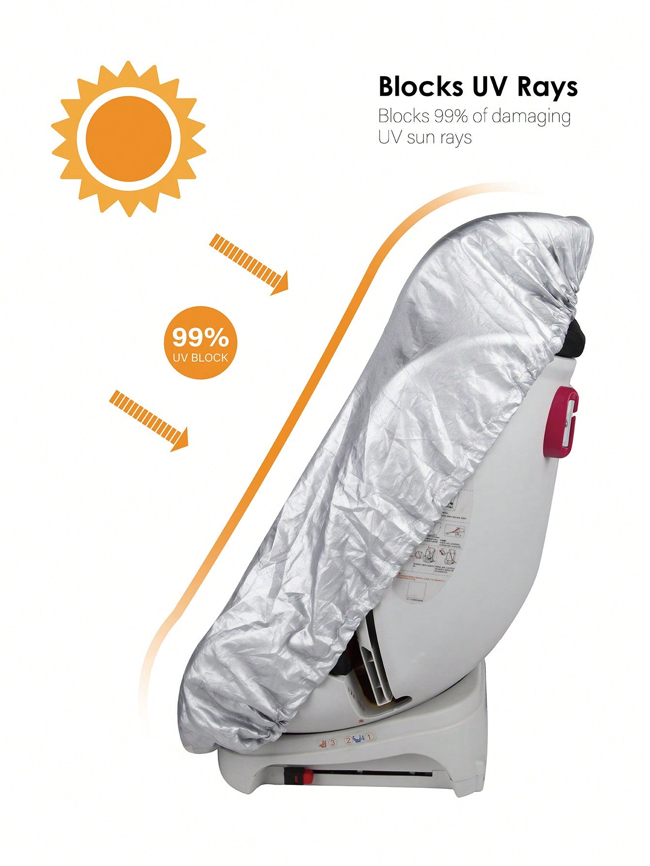 1pc Grey Baby Car Seat Sun Shade Cover & Heat Shield Cover