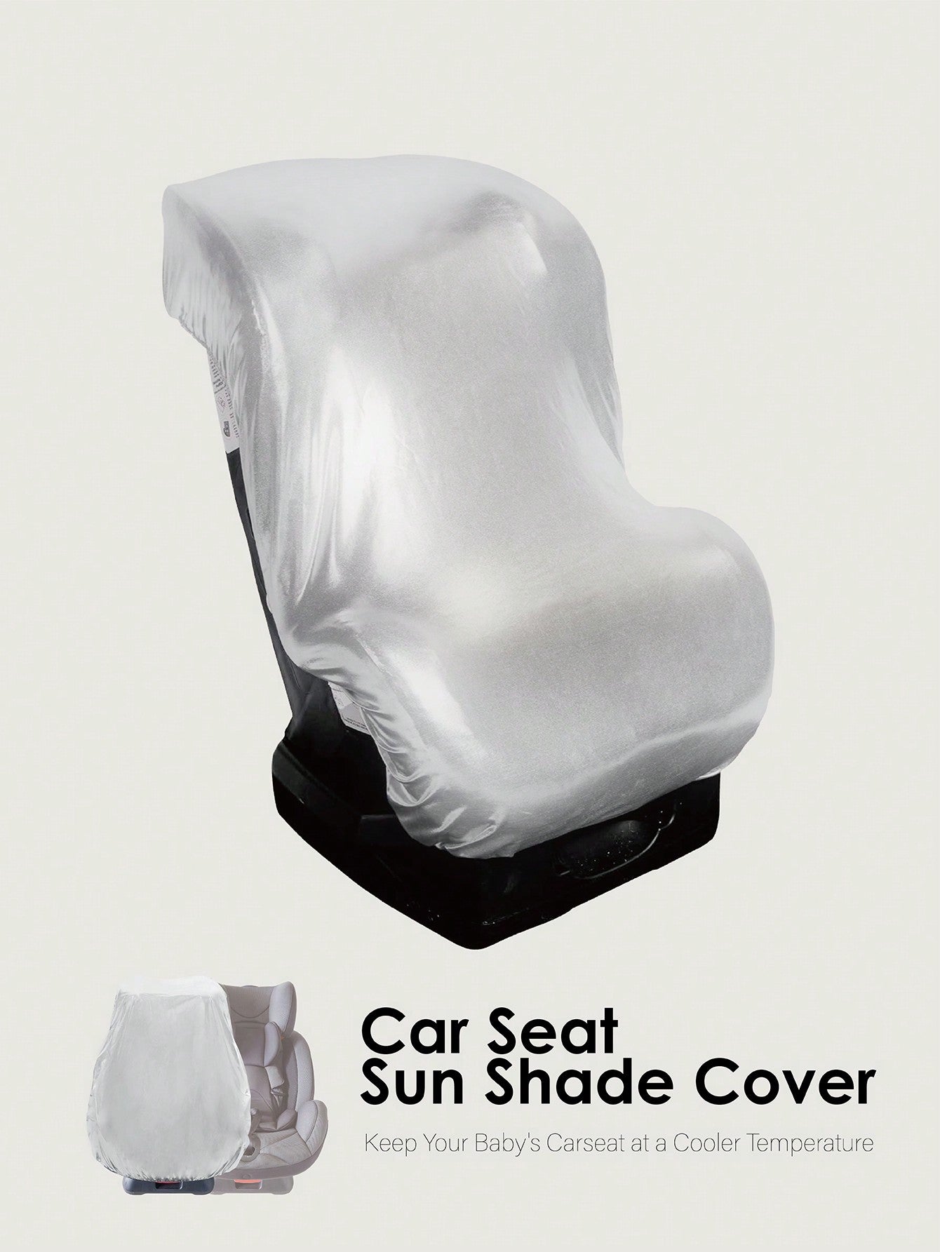 1pc Grey Baby Car Seat Sun Shade Cover & Heat Shield Cover