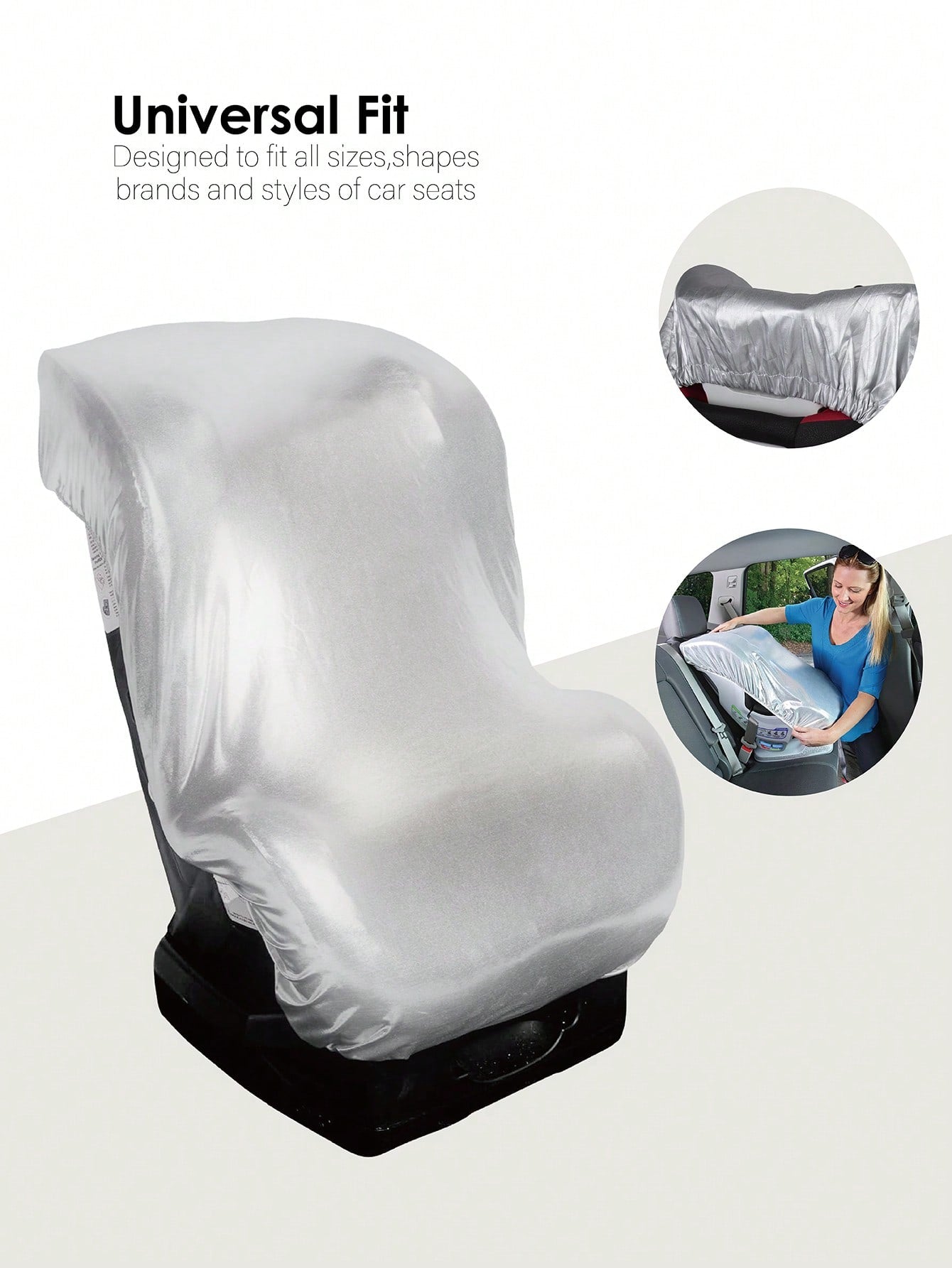 1pc Grey Baby Car Seat Sun Shade Cover & Heat Shield Cover