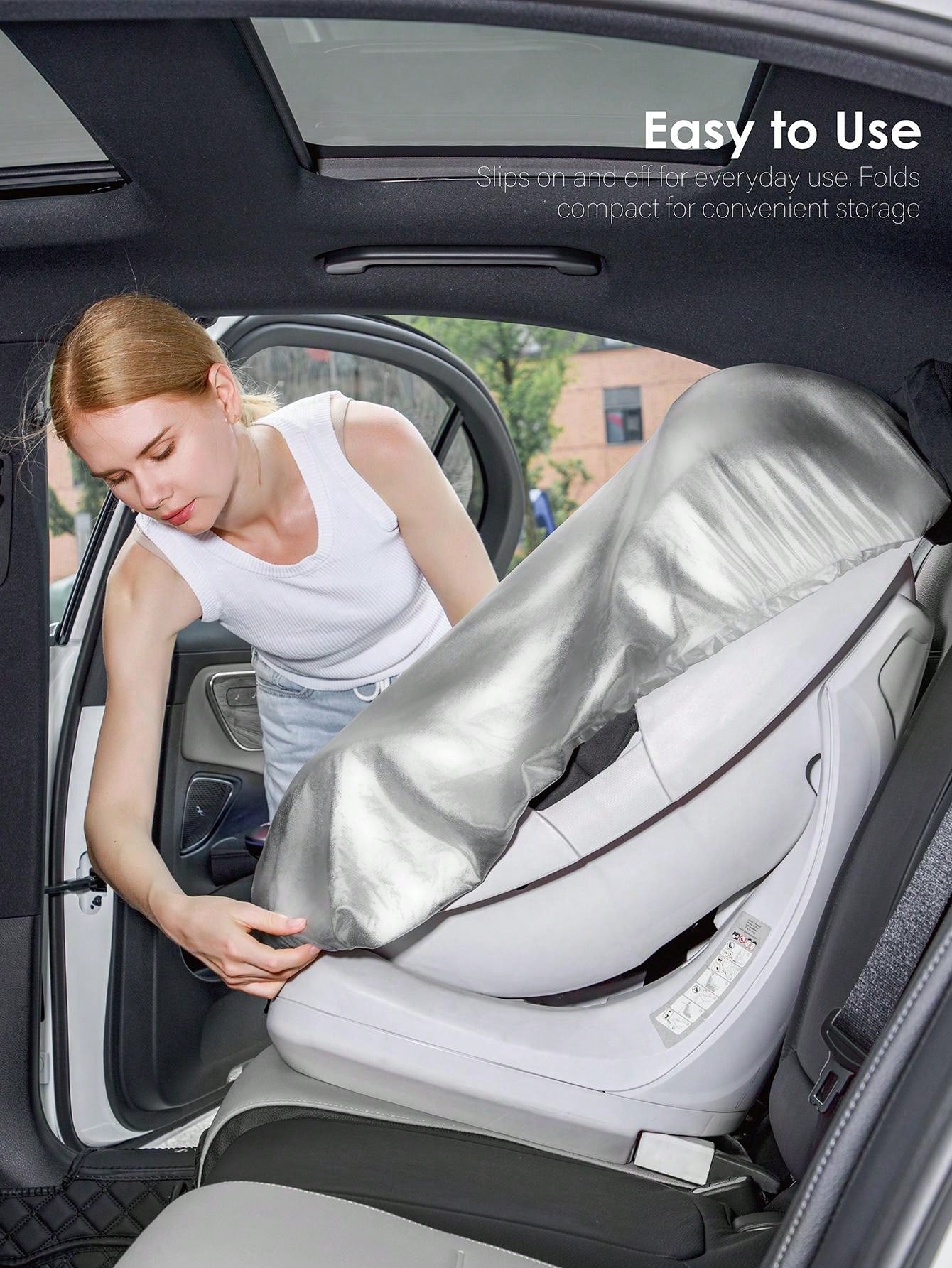 1pc Grey Baby Car Seat Sun Shade Cover & Heat Shield Cover
