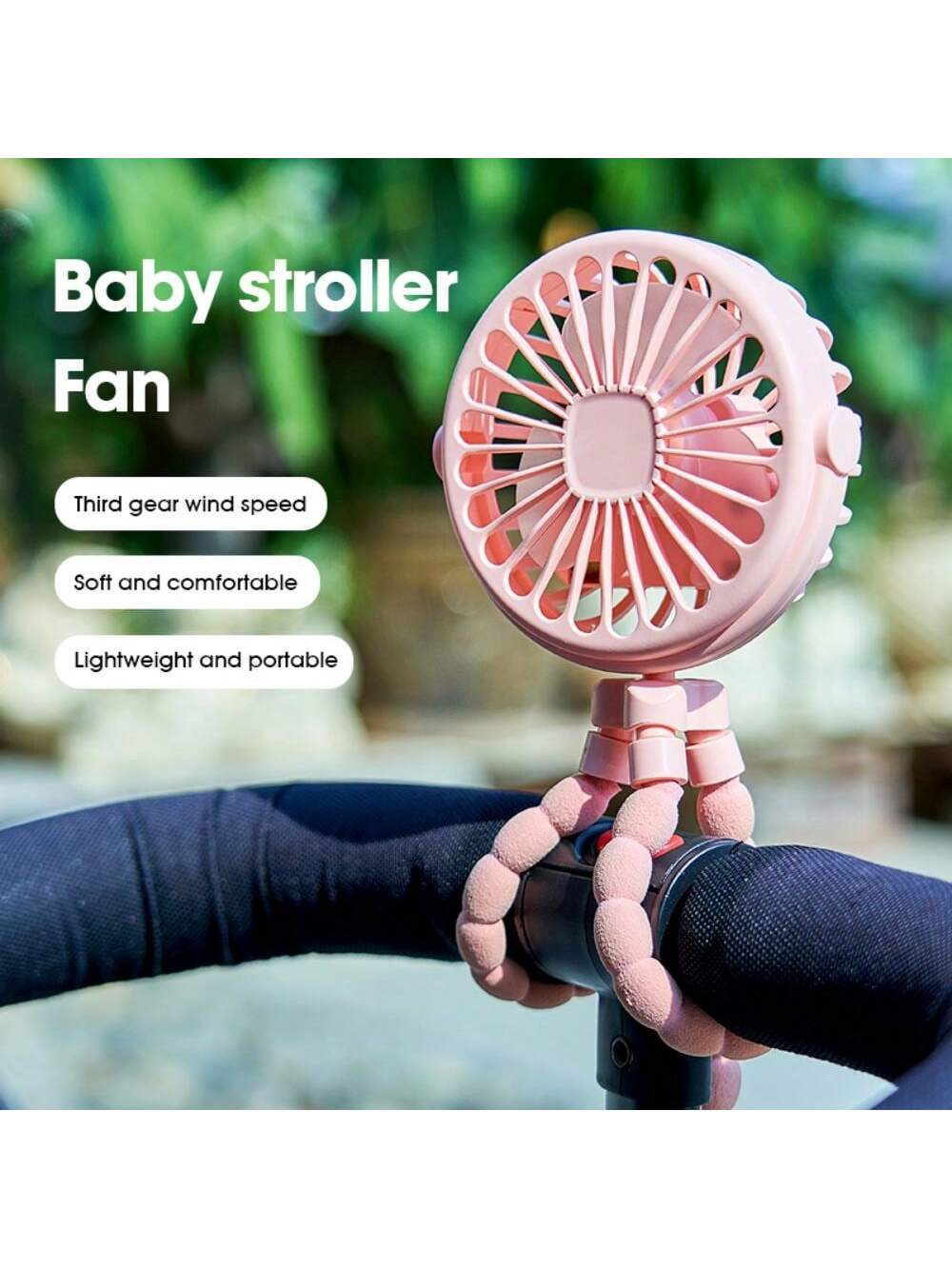1pc Baby Stroller Fan, Usb Rechargeable Mini Desk Fan With Clip, Portable Octopus Handheld Fan For Outdoor & Indoor Use, Led Night Light Function