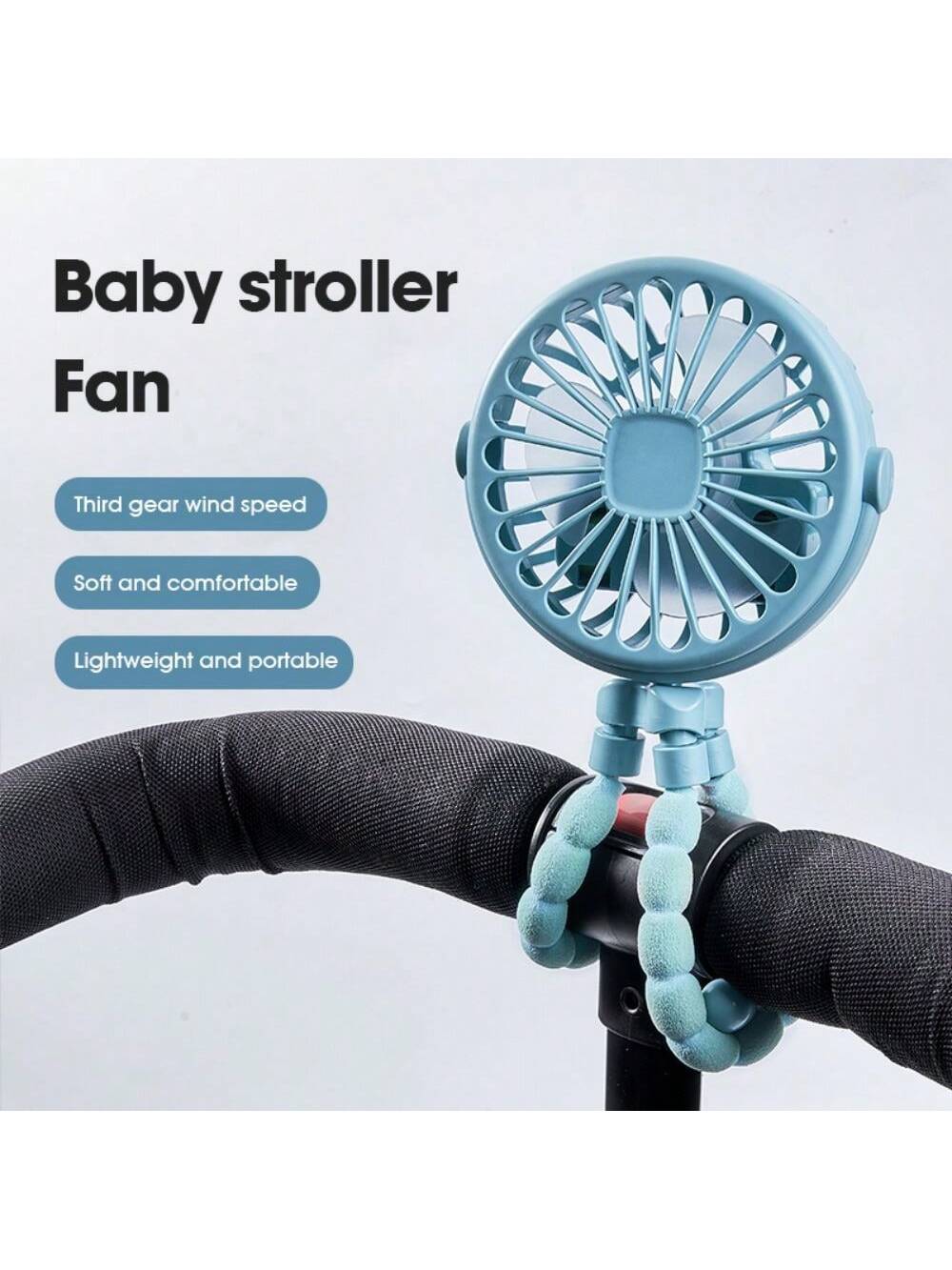 1pc Baby Stroller Fan, Usb Rechargeable Mini Desk Fan With Clip, Portable Octopus Handheld Fan For Outdoor & Indoor Use, Led Night Light Function