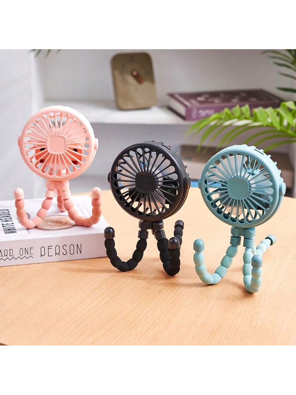 1pc Baby Stroller Fan, Usb Rechargeable Mini Desk Fan With Clip, Portable Octopus Handheld Fan For Outdoor & Indoor Use, Led Night Light Function