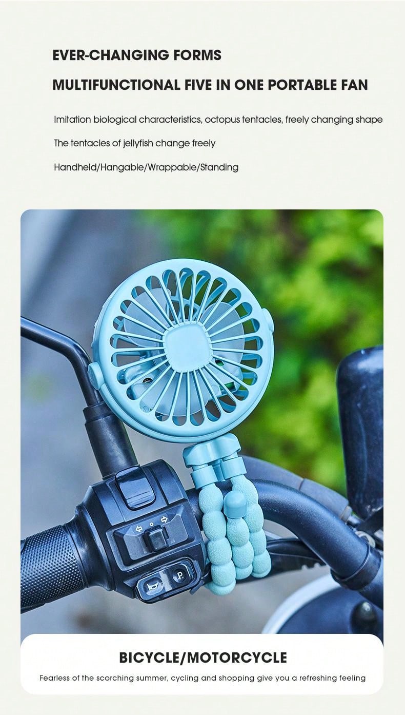 1pc Baby Stroller Fan, Usb Rechargeable Mini Desk Fan With Clip, Portable Octopus Handheld Fan For Outdoor & Indoor Use, Led Night Light Function