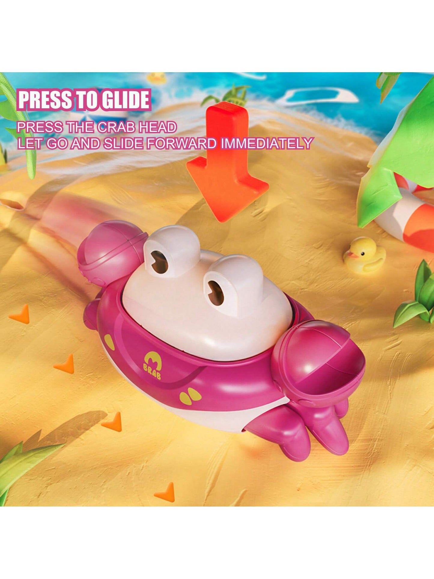 1pc Press & Go Crab Shaped Toy Car, Creative Cartoon Design Child Toy Suitable For 0-3 Years Old Kids, Educational Early Learning Toy For Toddlers, Ideal Gift For Baby Shower, Birthday
