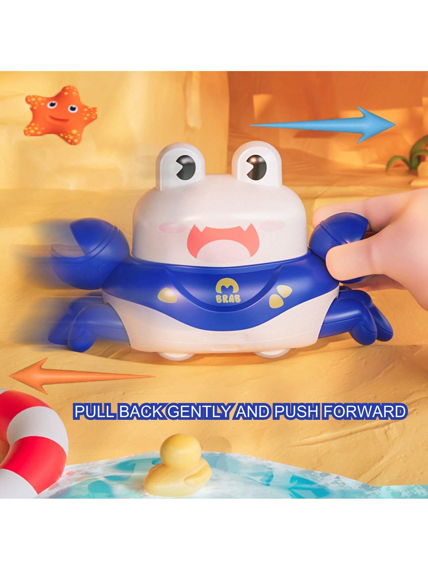 1pc Press & Go Crab Shaped Toy Car, Creative Cartoon Design Child Toy Suitable For 0-3 Years Old Kids, Educational Early Learning Toy For Toddlers, Ideal Gift For Baby Shower, Birthday