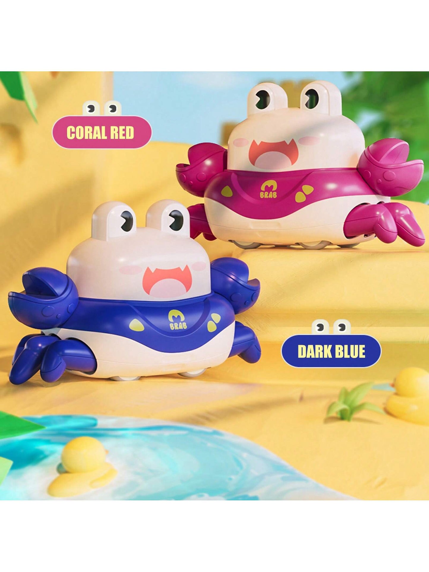 1pc Press & Go Crab Shaped Toy Car, Creative Cartoon Design Child Toy Suitable For 0-3 Years Old Kids, Educational Early Learning Toy For Toddlers, Ideal Gift For Baby Shower, Birthday