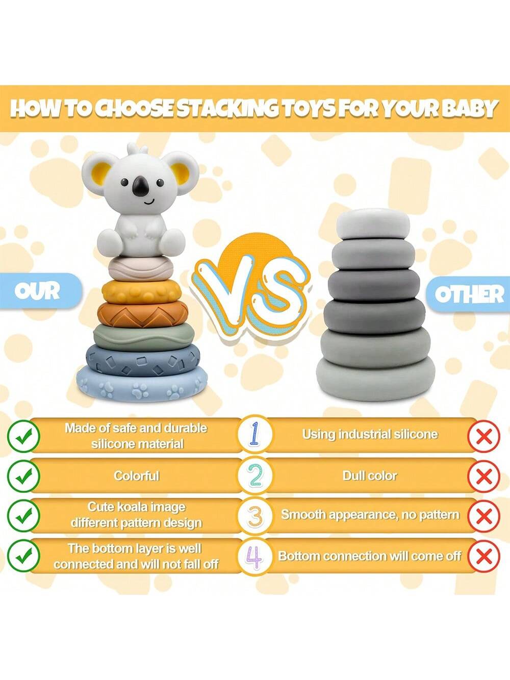 7pcs/Set Stacking Toys For Newborn And Infant (6, 12, 18 Months), Including 6 Colored Textured Silicone Stacking Rings, Sensory Development Educational Toy Gift