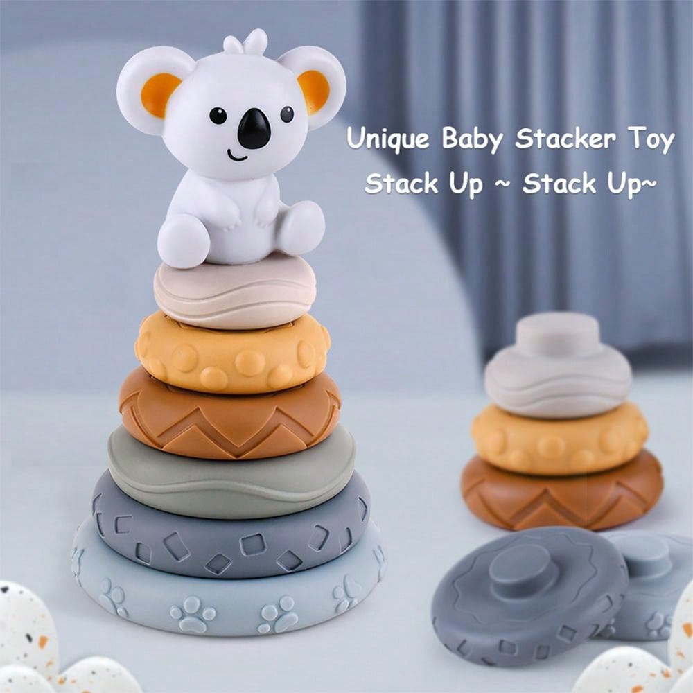 7pcs/Set Stacking Toys For Newborn And Infant (6, 12, 18 Months), Including 6 Colored Textured Silicone Stacking Rings, Sensory Development Educational Toy Gift