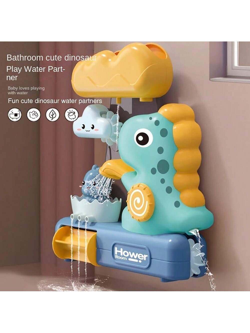 Bathroom Bath Companion Dinosaur Water Play Toy - Rotate & Spray Water Shower Toy