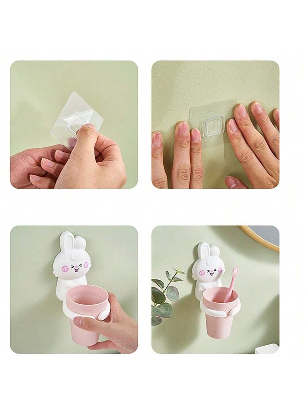 Punch-Free Wall-Mounted Toothbrush Holder Set, Including Cartoon Mouthwash Cup And Children's Toothbrush Cup, For Baby Boys And Girls