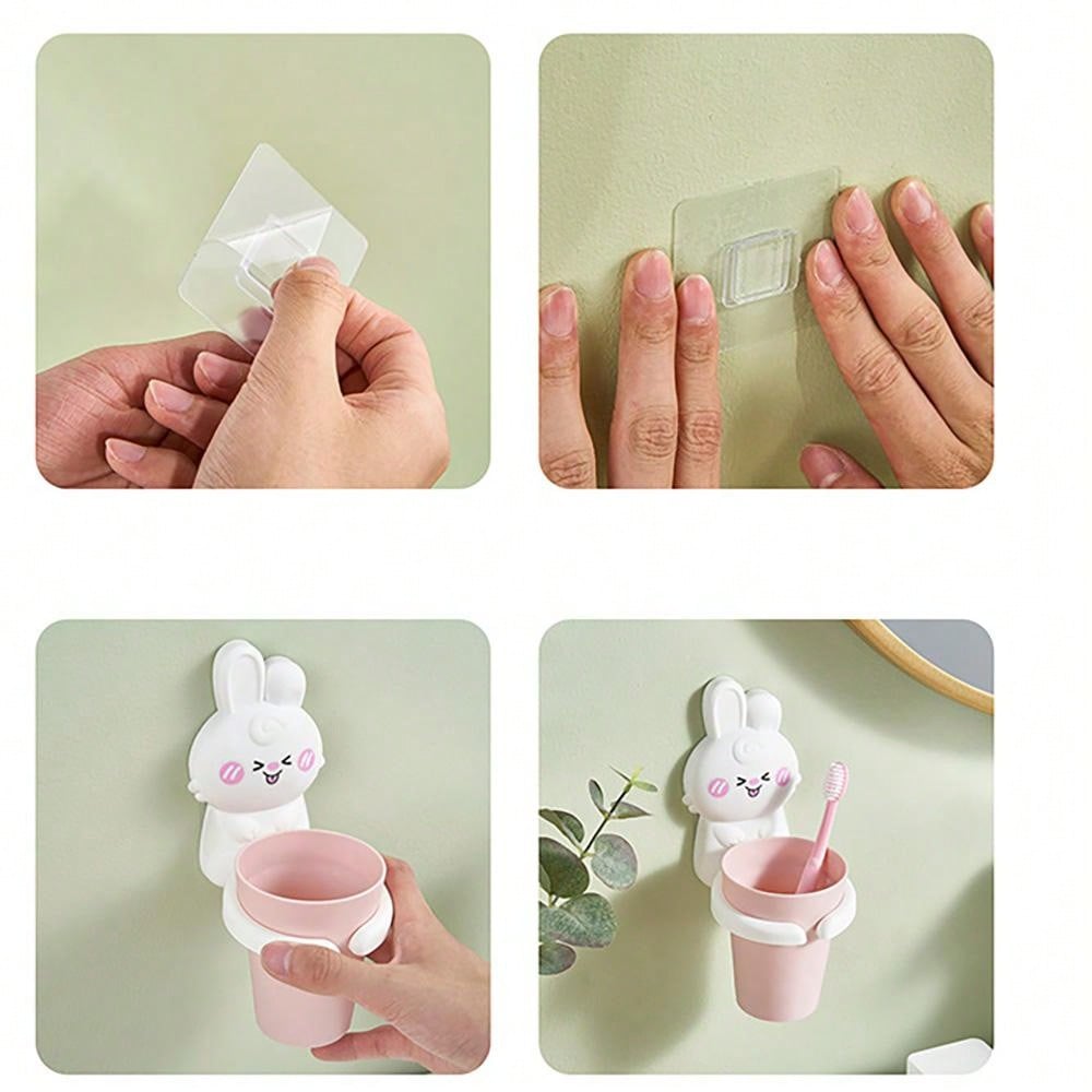Punch-Free Wall-Mounted Toothbrush Holder Set, Including Cartoon Mouthwash Cup And Children's Toothbrush Cup, For Baby Boys And Girls