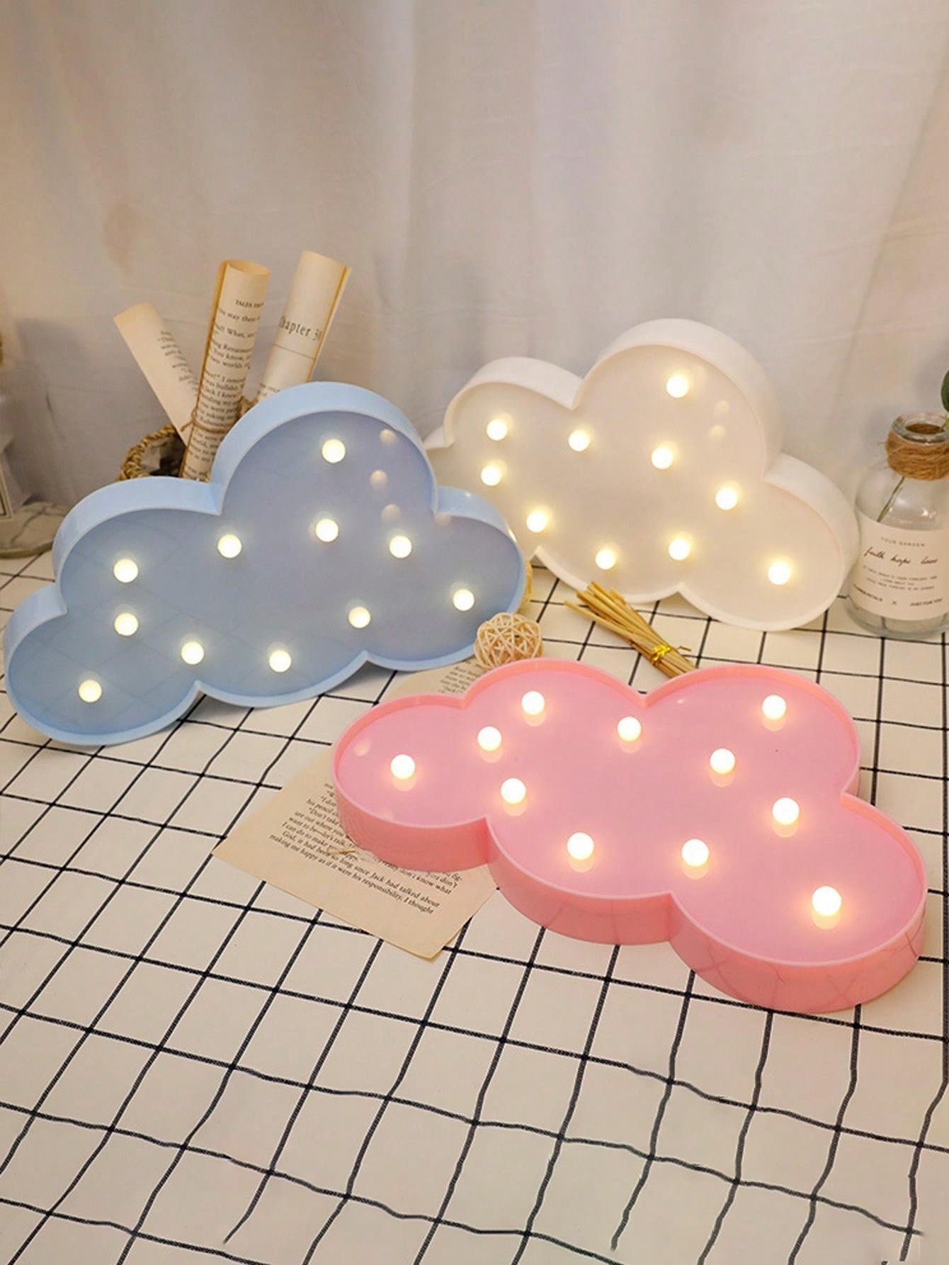 1pc Creative Led Cloud Shaped Night Light, Wall Hanging Decoration Lamp For Festival And Party Atmosphere