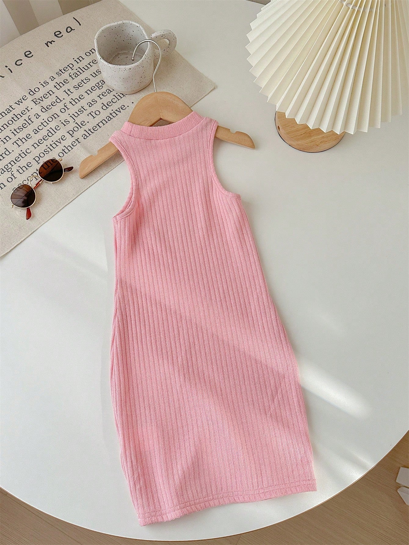 Young Girl's Lovely Cat Printed Sleeveless Casual Two-Piece Dress Set